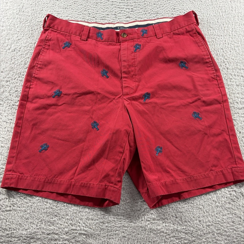 VINTAGE Brooks Brothers Lobster Embroidered Shorts Mens 36 Cotton AOP